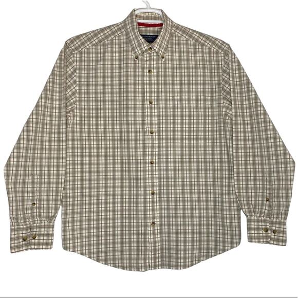 Levi Strauss Signature Shirt Brown Plaid Button Up Long Sleeve Medium Cabincore - Picture 1 of 13